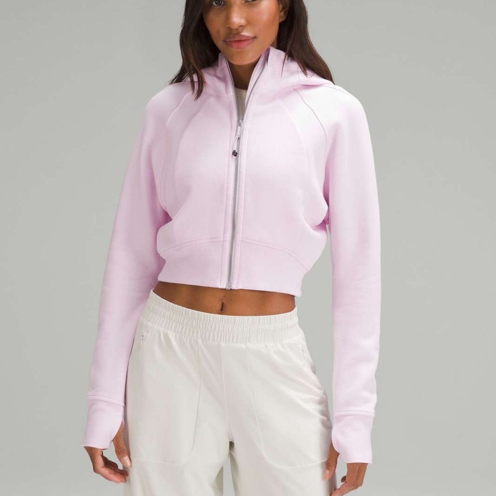 Lululemon Scuba Full-Zip Cropped Hoodie Meadowsweet Pink Sz 4 Nwot